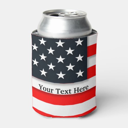 American USA Flag Patriotic July 4th Can Cooler