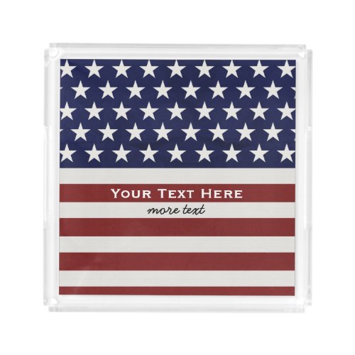 American USA Flag Patriotic July 4th Custom Acrylic Tray