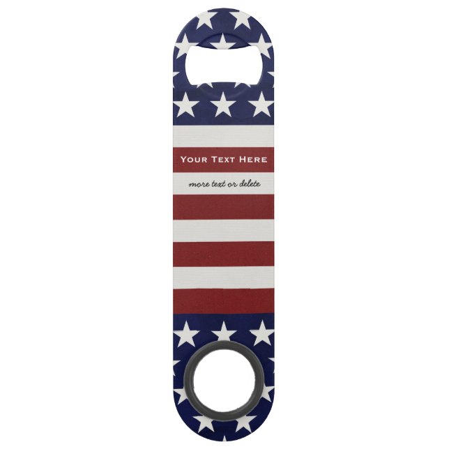 American USA Flag Patriotic July 4th Custom Bar Key (Back)