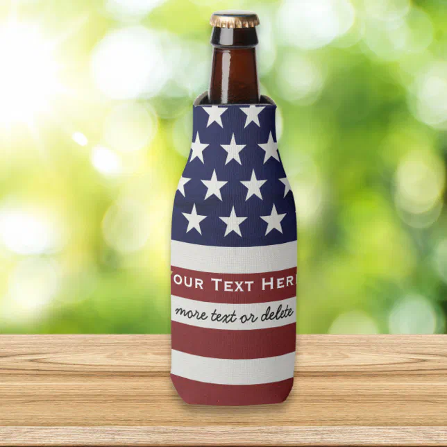 American USA Flag Patriotic July 4th Custom Bottle Bottle Cooler | Zazzle