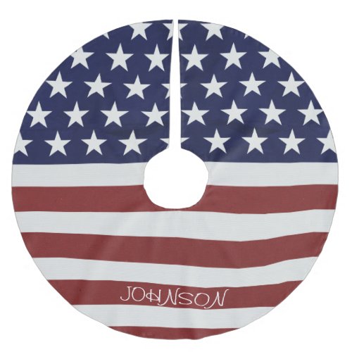 American USA Flag Patriotic July 4th Custom Brushed Polyester Tree Skirt