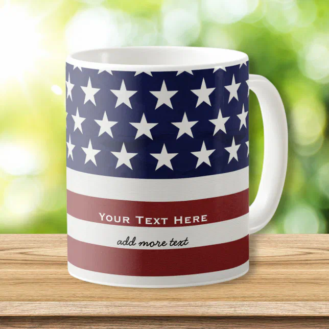 American USA Flag Patriotic July 4th Custom Coffee Mug | Zazzle