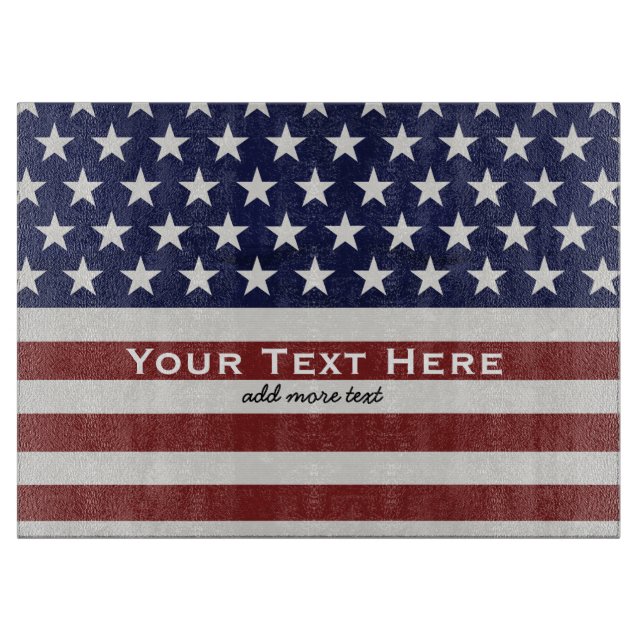 American USA Flag Patriotic July 4th Custom Cutting Board (Front)