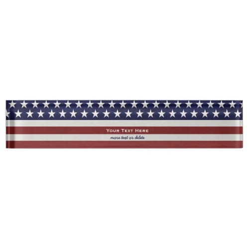 American USA Flag Patriotic July 4th Custom Desk Name Plate
