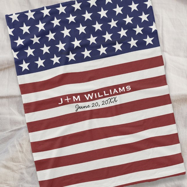 American USA Flag Patriotic July 4th Custom Fleece Blanket (Creator Uploaded)