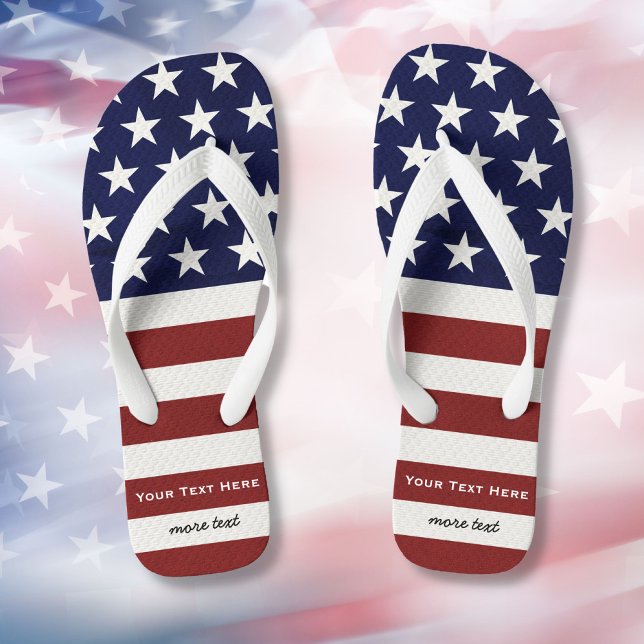 American USA Flag Patriotic July 4th Custom Flip Flops (Creator Uploaded)