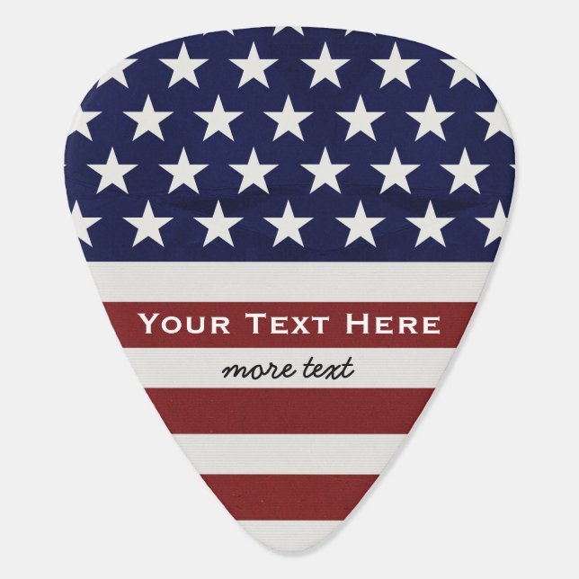 American USA Flag Patriotic July 4th Custom Guitar Pick (Back)