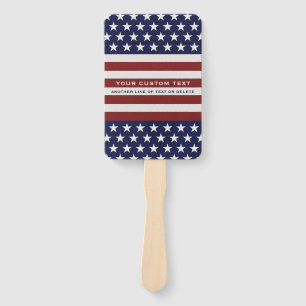 American USA Flag Patriotic July 4th Custom Hand Fan