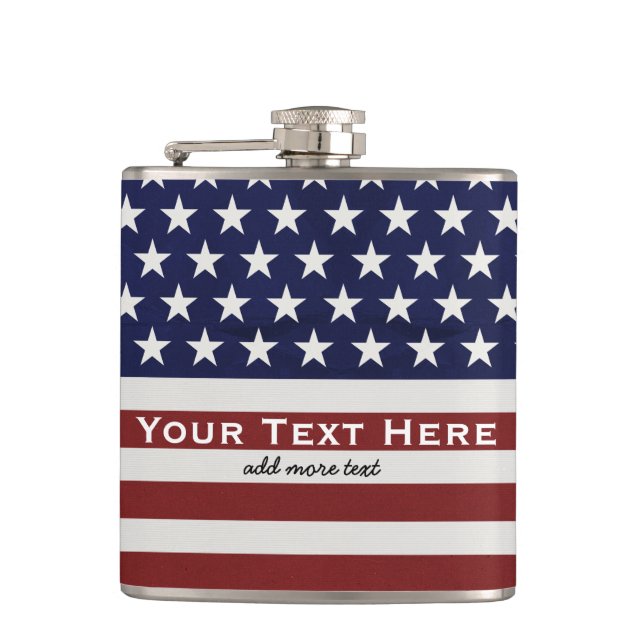 American USA Flag Patriotic July 4th Custom Hip Flask (Front)