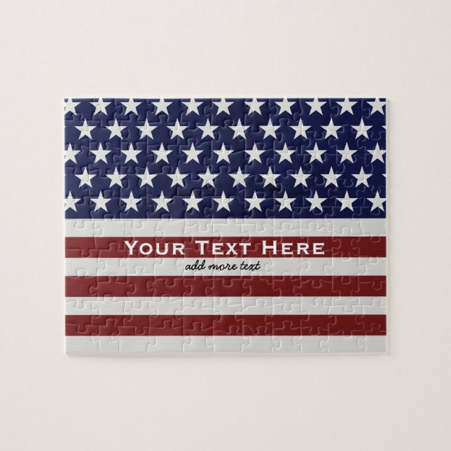 American USA Flag Patriotic July 4th Custom Jigsaw Puzzle (Horizontal)
