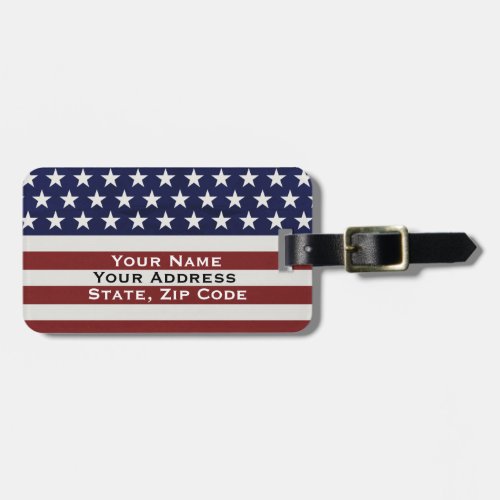 American USA Flag Patriotic July 4th Custom Luggage Tag