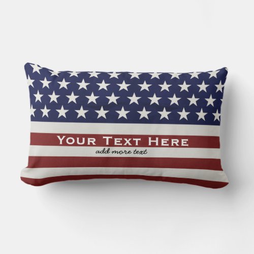 American USA Flag Patriotic July 4th Custom Lumbar Pillow