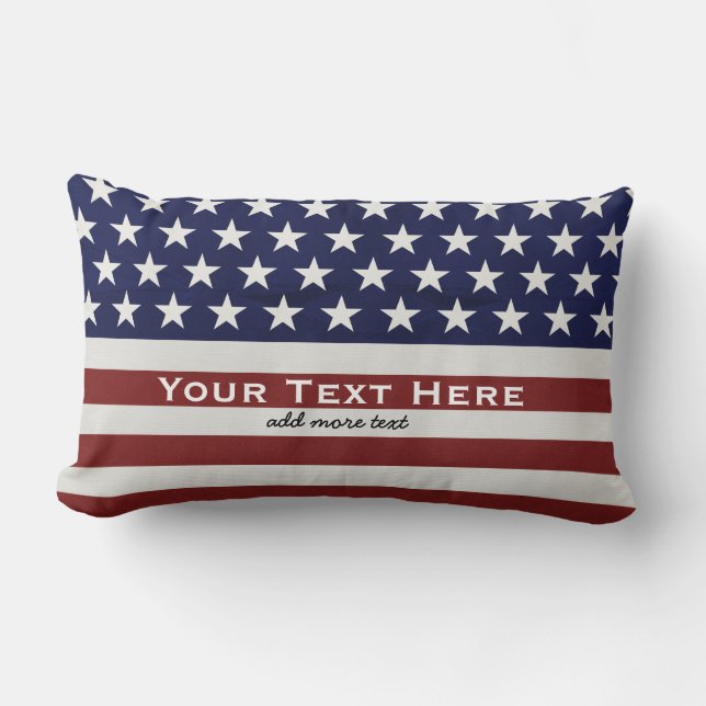 American USA Flag Patriotic July 4th Custom Lumbar Pillow (Front)