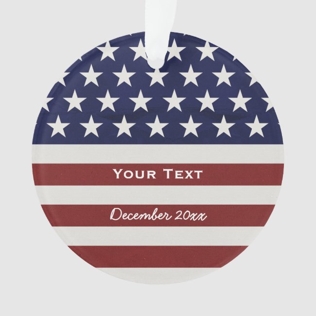 American USA Flag Patriotic July 4th Custom Ornament
