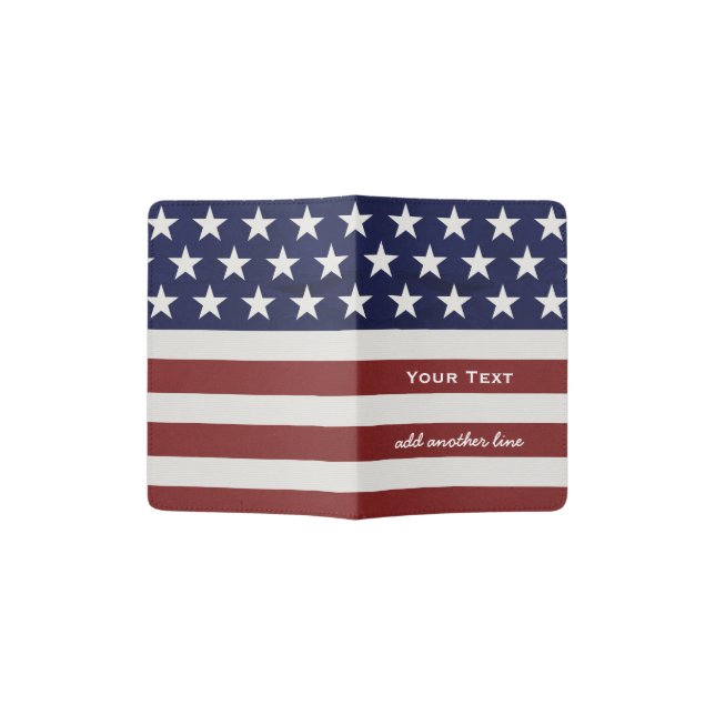 American USA Flag Patriotic July 4th Custom Passport Holder (Opened)