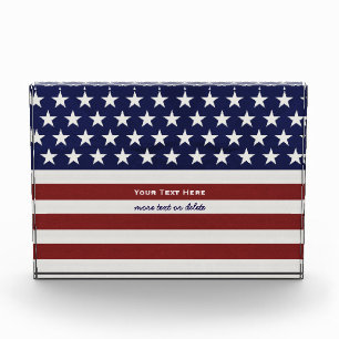 American USA Flag Patriotic July 4th Custom Photo Block