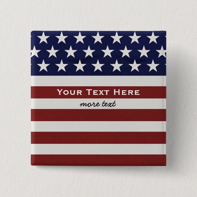 American USA Flag Patriotic July 4th Custom Pinback Button (Front)