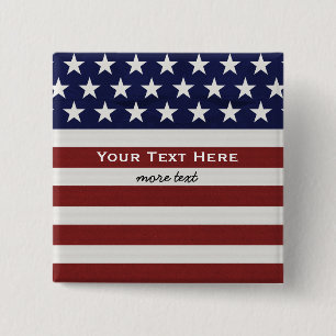 American USA Flag Patriotic July 4th Custom Pinback Button