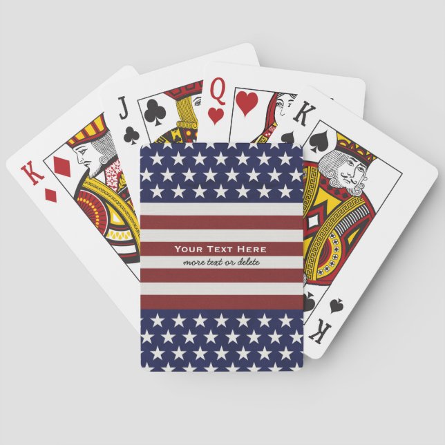 American USA Flag Patriotic July 4th Custom Poker Cards (Back)