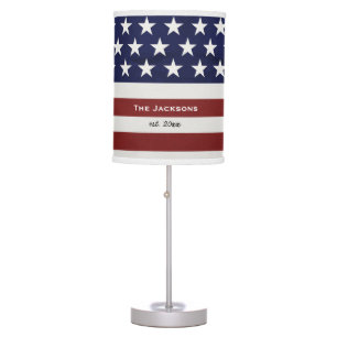 American USA Flag Patriotic July 4th Custom Table Lamp