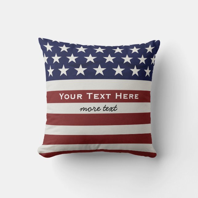 American USA Flag Patriotic July 4th Custom Throw Pillow (Front)