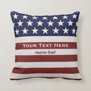 American USA Flag Patriotic July 4th Custom Throw Pillow