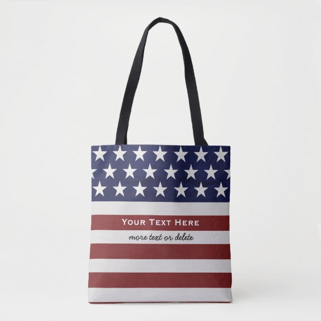 American USA Flag Patriotic July 4th Custom Tote Bag (Front)