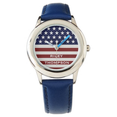 American USA Flag Patriotic July 4th Custom Watch