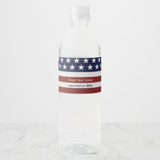 American USA Flag Patriotic July 4th Custom Water Bottle Label