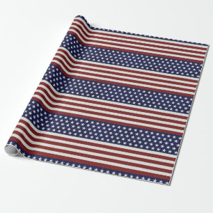 American USA Flag Patriotic July 4th Custom Wrapping Paper