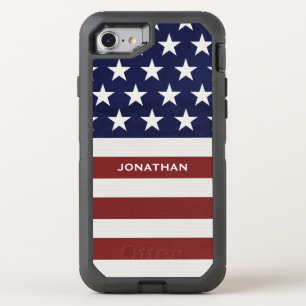American USA Flag Patriotic July 4th Premium OtterBox Defender iPhone SE/8/7 Case