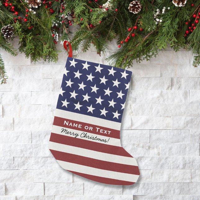 American USA Flag Patriotic Merry Christmas Small Christmas Stocking (Creator Uploaded)