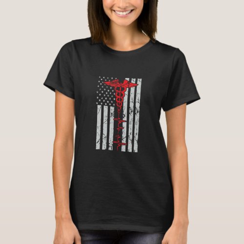 American Usa Flag Patriotic Registered Nurse  T_Shirt