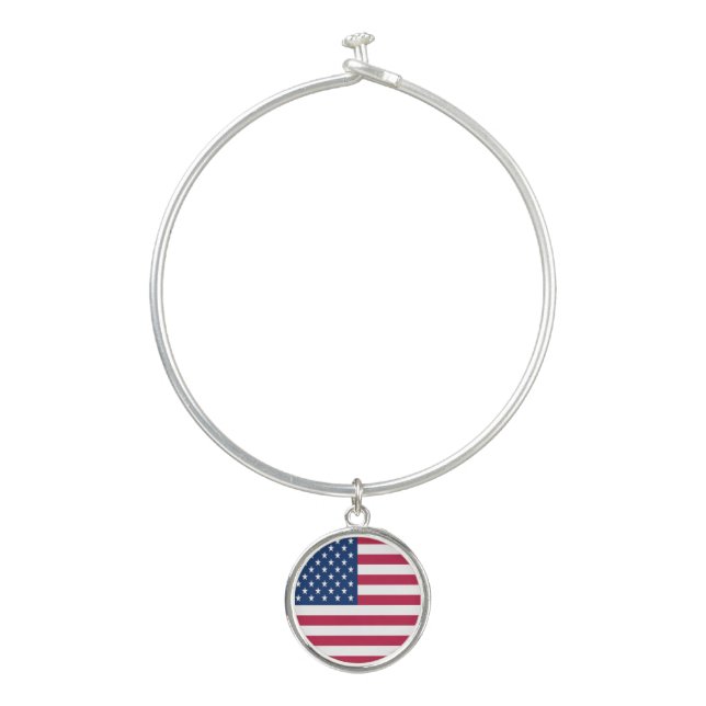 American USA Flag Pride Design-76353 Bangle Bracelet (Front)