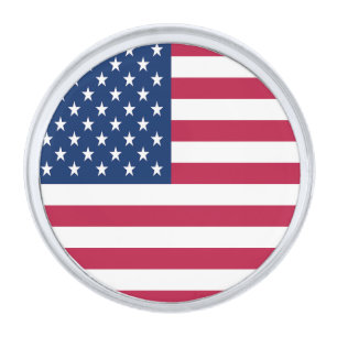 American USA Flag Pride Design-76353 Silver Finish Lapel Pin