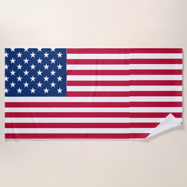 American USA Flag Pride Design Beach Towel (Front)