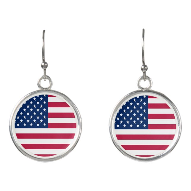 American USA Flag Pride Design Earrings (Front)