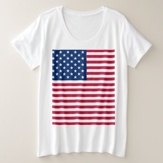American USA Flag Pride Design Plus Size T-Shirt (Design Front)