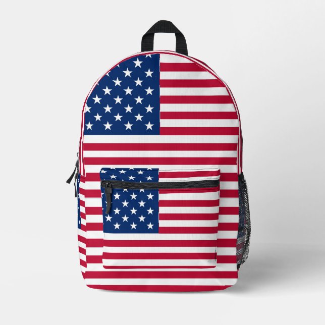 American USA Flag Pride Design Printed Backpack (Front)