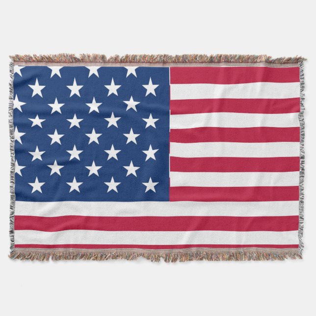 American USA Flag Pride Design Throw Blanket (Front)