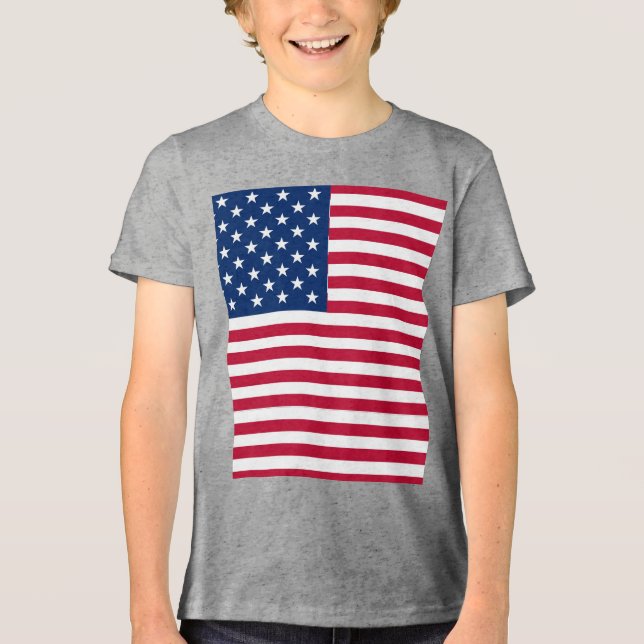 American USA Flag Pride Design Tri-Blend Shirt (Front)