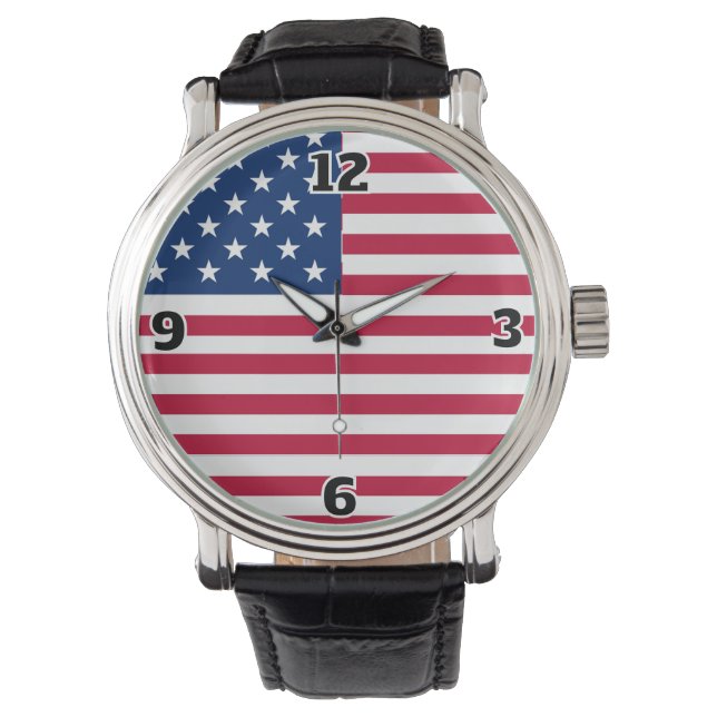American USA Flag Pride Design Watch (Front)