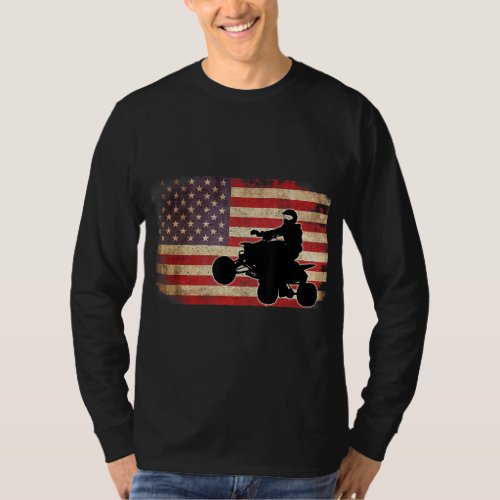 American USA Flag Quad Bike Four Wheeler Gift T_Shirt