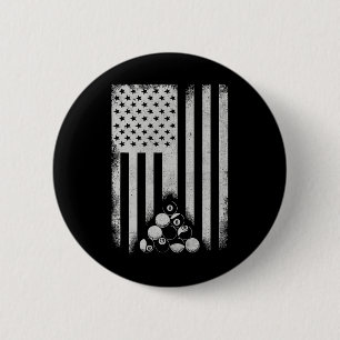 American Usa Flag Rack Pool Billiard Player Billia Button