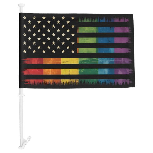 American USA Flag Rainbow Pride Gay Lesbian LGBTQ (Front)