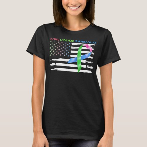 American Usa Flag Rare Disease Awareness T_Shirt
