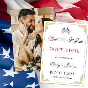 American USA Flag Save the Date Photo Invitation