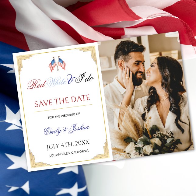 American USA Flag Save the Date Photo Invitation (Creator Uploaded)