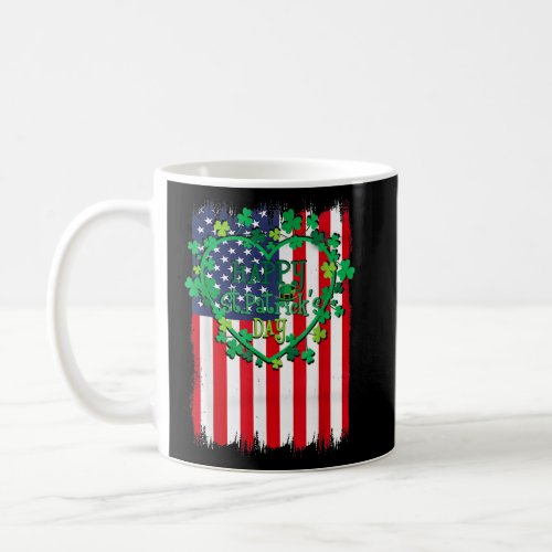 American USA Flag St Patricks Day Lucky Heart  Coffee Mug