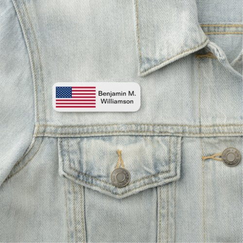 American USA Flag Stars Stripes Patriotic Generic Name Tag